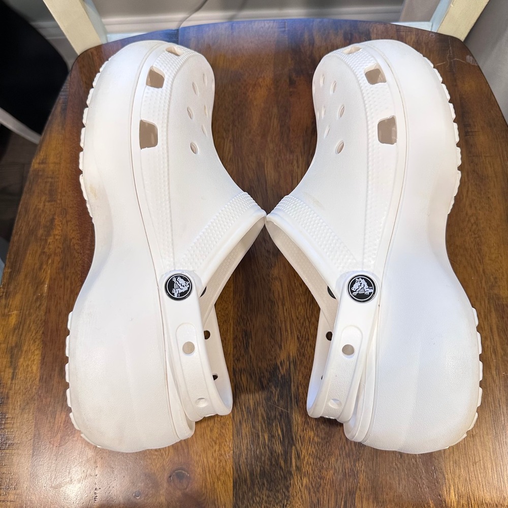 Crocs Classic Crush Clog Women Size 11 White Platform Chunky 206750 - Picture 8 of 12